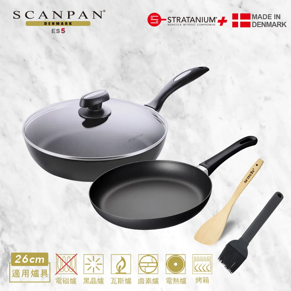 【Scanpan】 ES5系列 超鈦磨+32cm 單柄不沾炒鍋(無蓋) + 不鏽鋼蓋 贈 高級櫸木木鏟 + 雙層快煮壺 歷史價格詳細信息