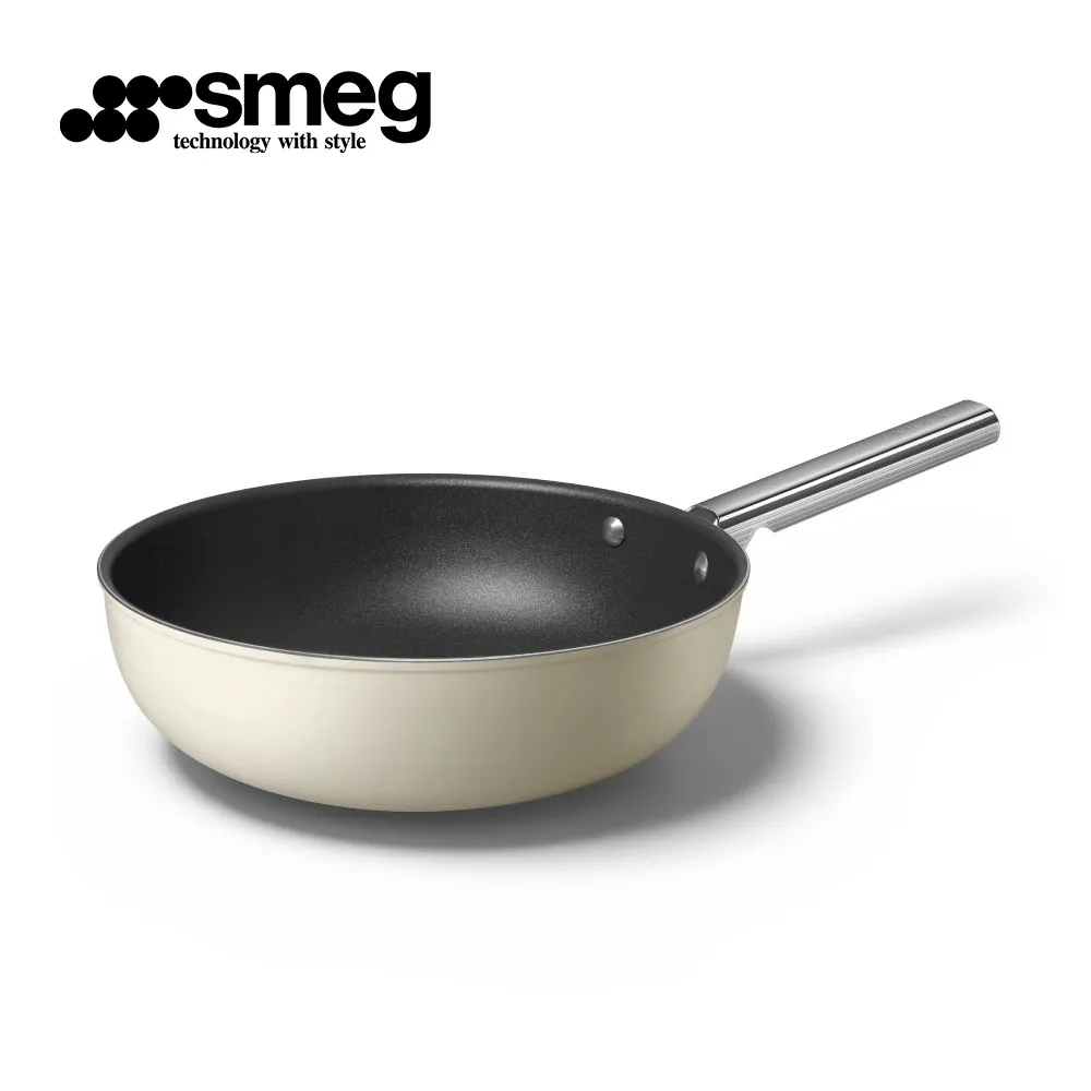 【SMEG】義大利彩色不沾炒鍋30cm｜耀岩黑 歷史價格詳細信息