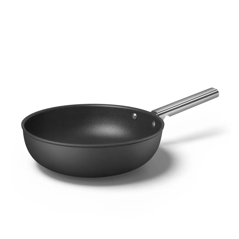 【SMEG】義大利彩色不沾炒鍋30cm｜耀岩黑 歷史價格詳細信息