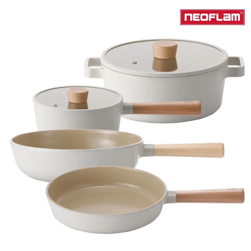 NEOFLAM FIKA鑄造不沾鍋22cm湯鍋+28cm烤盤+26cm炒鍋+18cm單柄湯鍋四鍋組(不挑爐具、IH適用) 歷史價格詳細信息