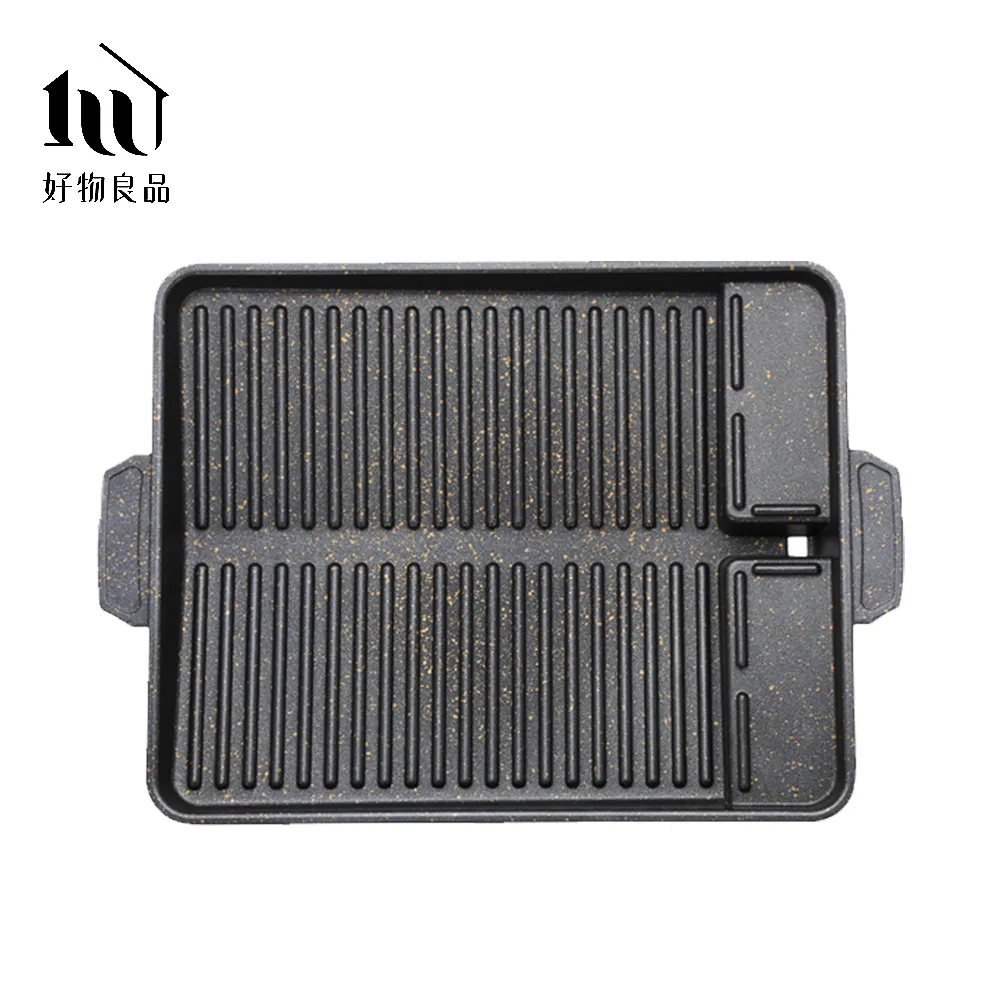 麥飯石燒烤盤 雙耳不沾烤肉盤 露營煎烤盤 BBQ-通用款不沾烤盤34cm 歷史價格詳細信息