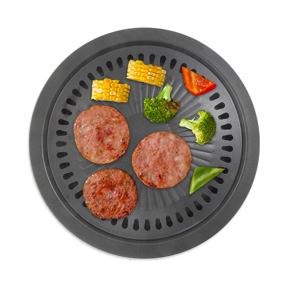 韓式圓形涮烤一體烤盤麥飯石不沾鍋烤盤方形可攜式戶外卡式爐烤盤 歷史價格詳細信息