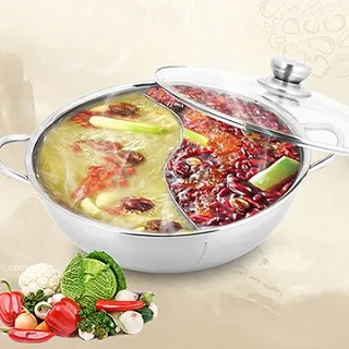 億國鍋具-家用電磁爐不鏽鋼鴛鴦鍋雙耳加厚火鍋專賣店販售34公分7-8人使用(含鍋蓋) F1011-34 歷史價格詳細信息