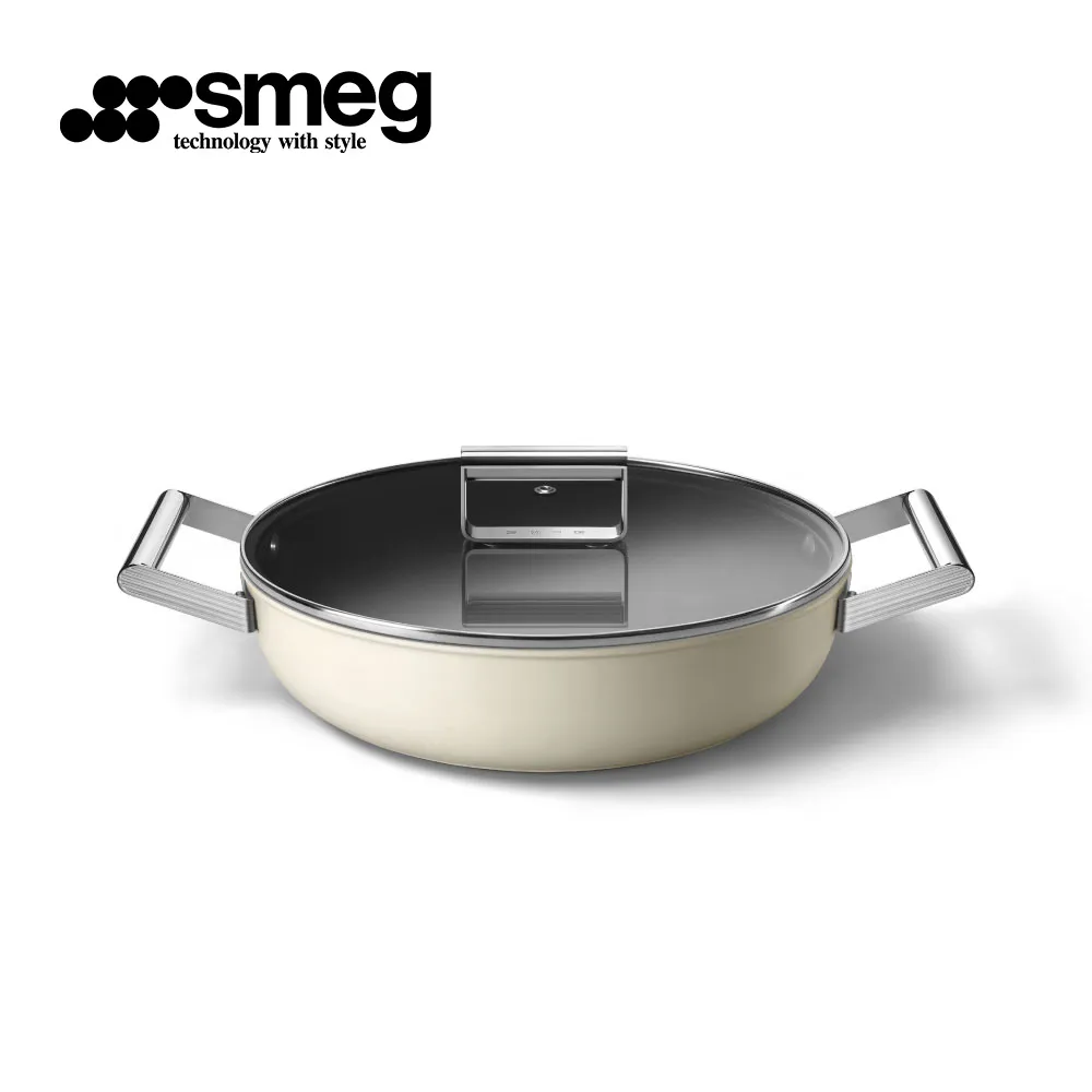 【SMEG】義大利彩色不沾炒鍋30cm｜耀岩黑 歷史價格詳細信息