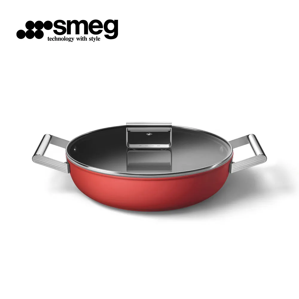 【SMEG】義大利彩色不沾炒鍋30cm｜耀岩黑 歷史價格詳細信息