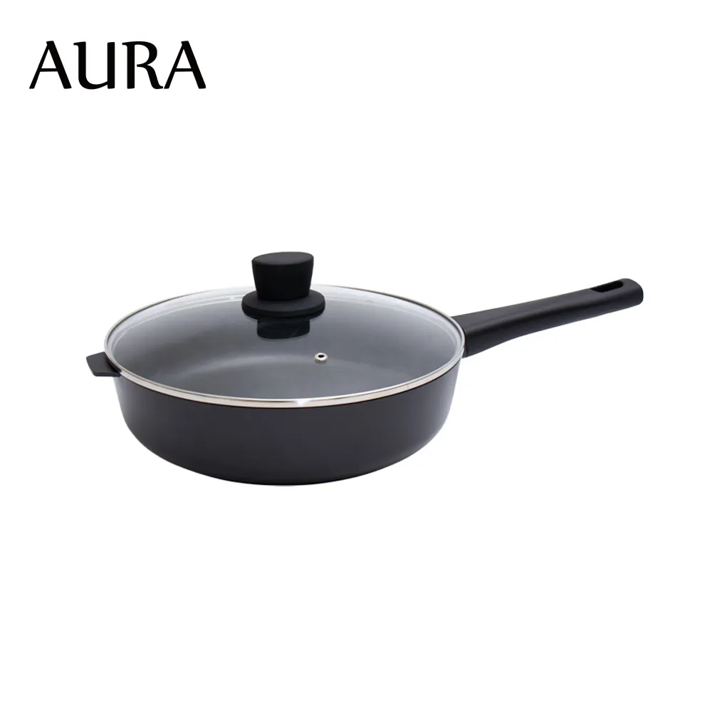 【AURA 艾樂】花崗岩大理石不沾平底煎鍋四件組-momo獨家(24cm+28cm平煎鍋、2個鍋蓋) 歷史價格詳細信息