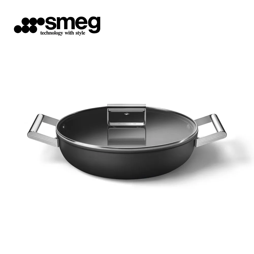 【SMEG】義大利彩色不沾炒鍋30cm｜耀岩黑 歷史價格詳細信息
