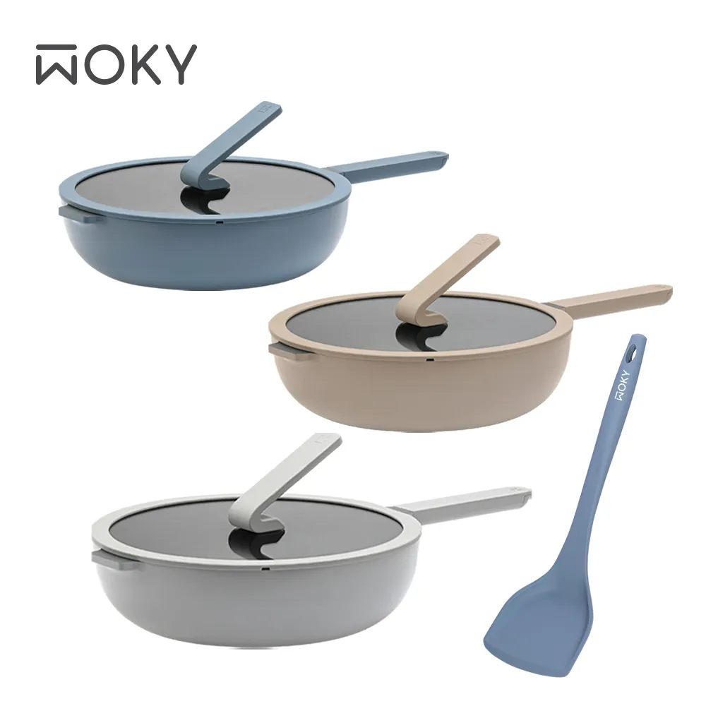 【WOKY 沃廚】Ticera系列-哈哈鍋28cm不沾深煎鍋-碧塘藍 歷史價格詳細信息