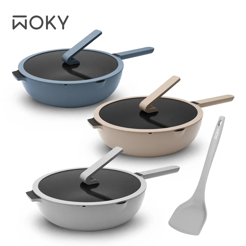 【WOKY 沃廚】Ticera系列-哈哈鍋28cm不沾深煎鍋-碧塘藍 歷史價格詳細信息