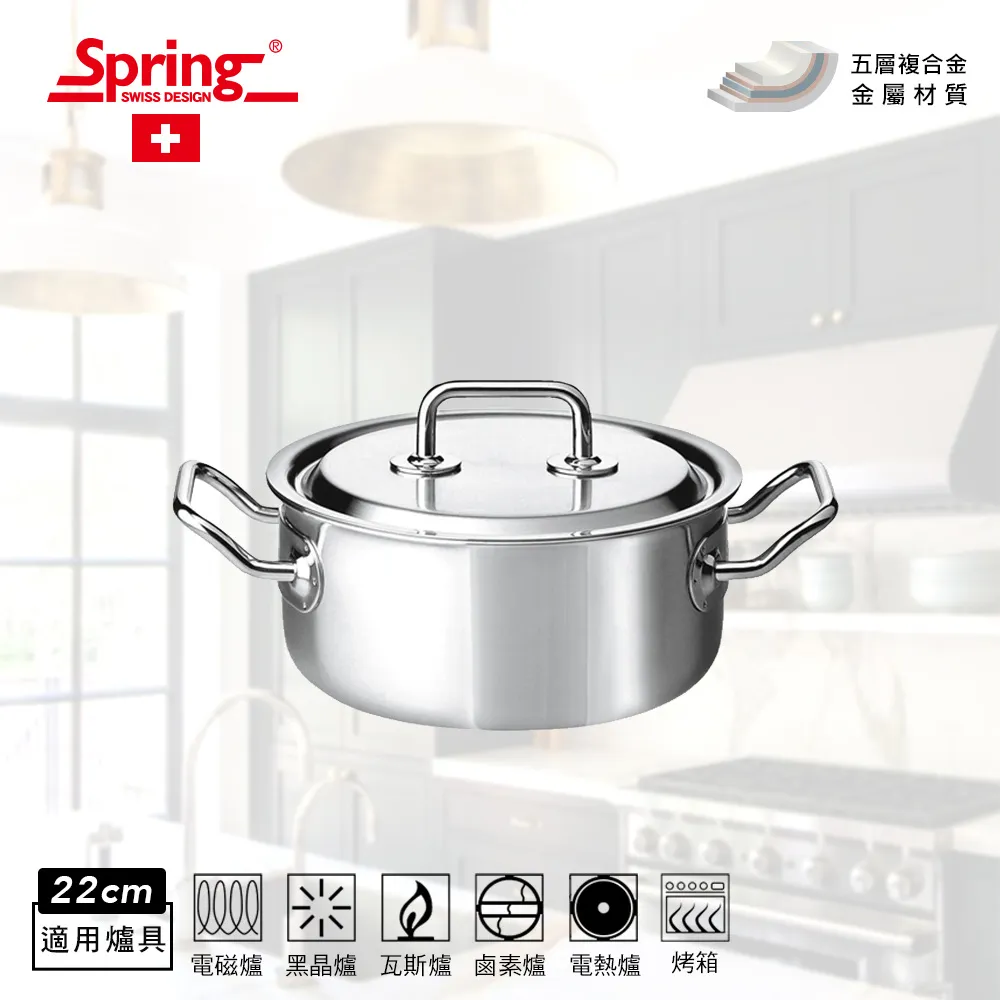 《瑞士SPRING》尊爵不鏽鋼單柄平底鍋含蓋(24cm) 歷史價格詳細信息