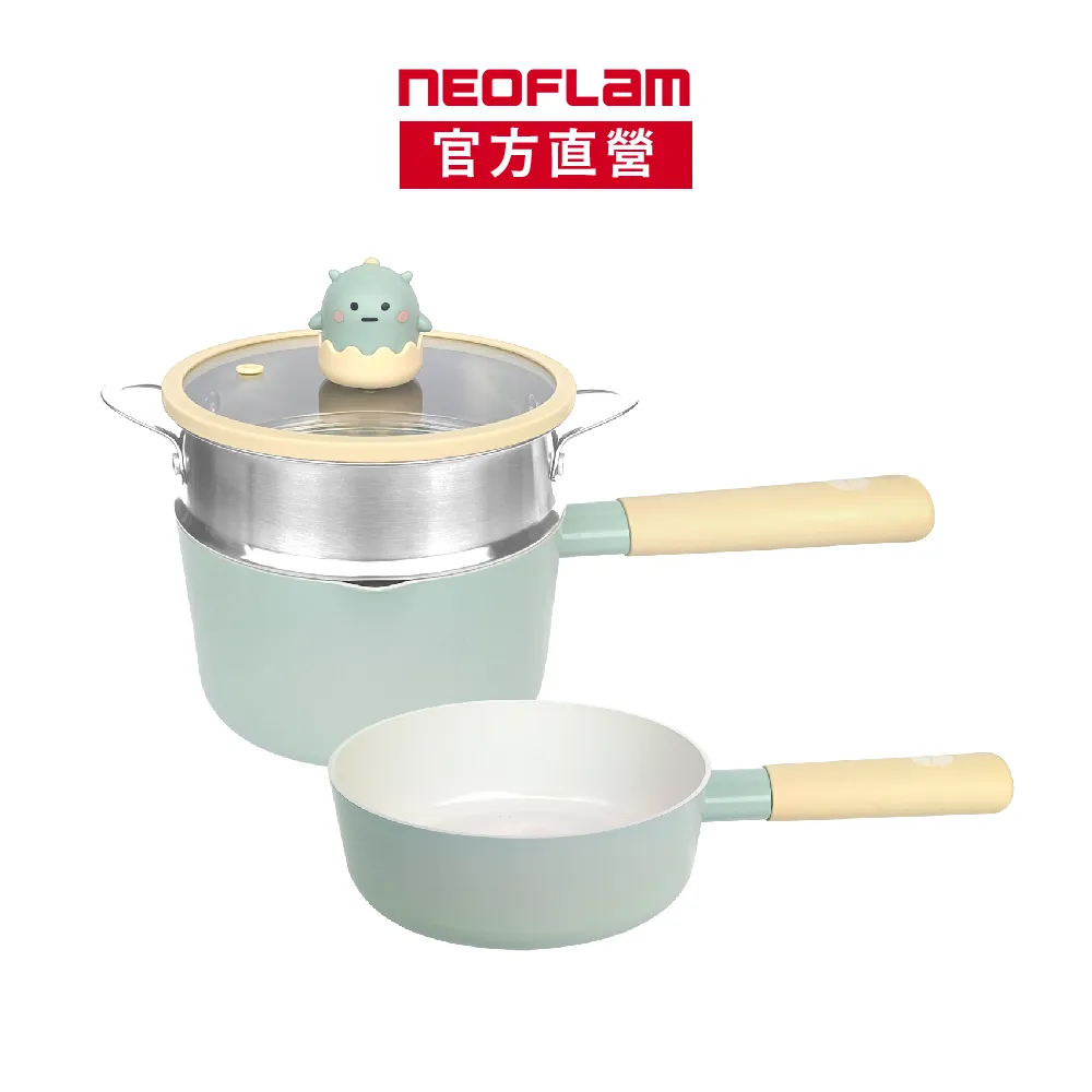 NEOFLAM小虎系列鑄造鍋具四件組(單柄湯鍋+蒸籠+小炒鍋+玻璃蓋16公分) 歷史價格詳細信息