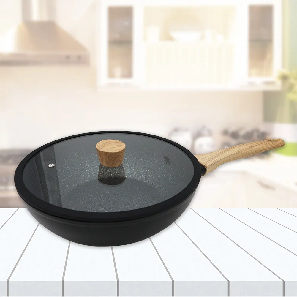 火山巖不粘鍋家用平底鍋電磁爐燃氣灶專用煎炒鍋輕油煙炒菜鍋 歷史價格詳細信息
