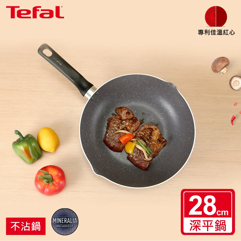 《法國特福Tefal》礦石灰不沾深平鍋-28cm【愛買】 歷史價格詳細信息