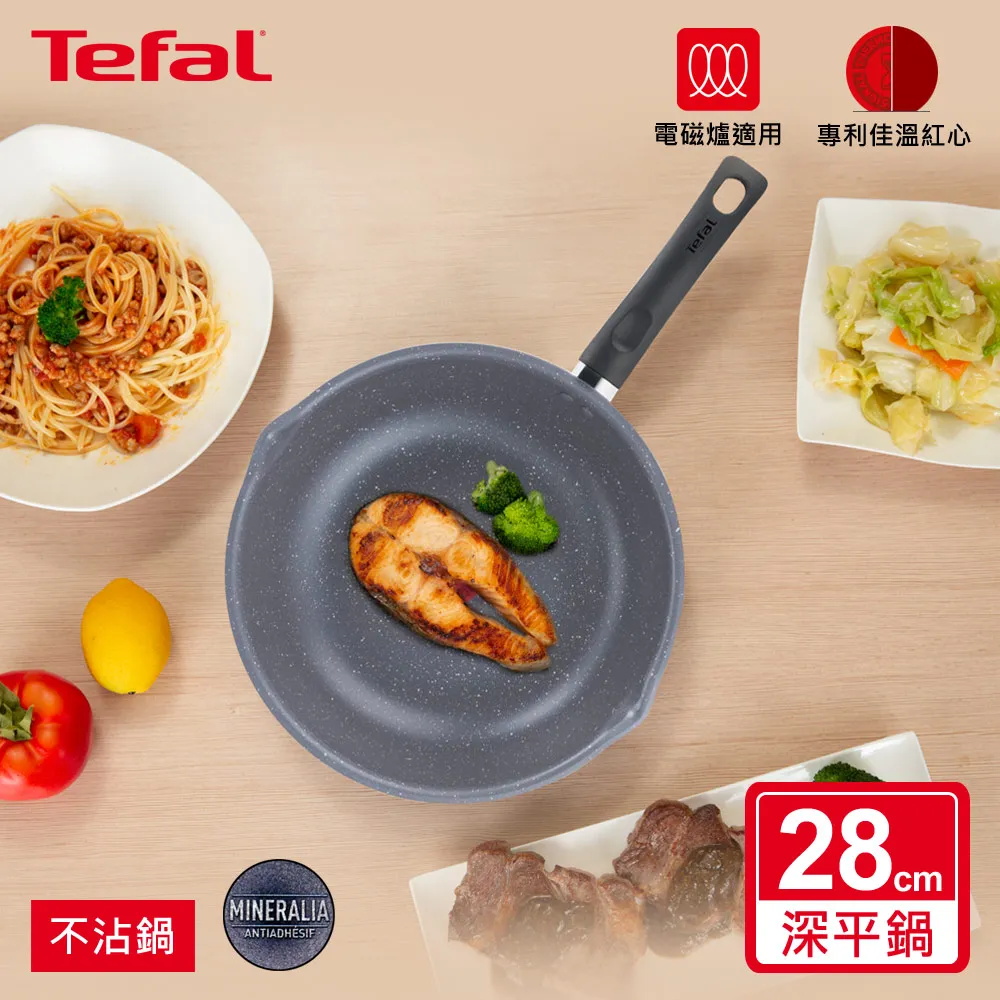 《法國特福Tefal》礦石灰不沾深平鍋-28cm【愛買】 歷史價格詳細信息