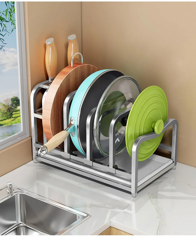 廚房鍋具收納置物架 可調式鍋架 多層收納(廚房置物架 加粗主架 防腐防鏽 卡扣設計) 歷史價格詳細信息