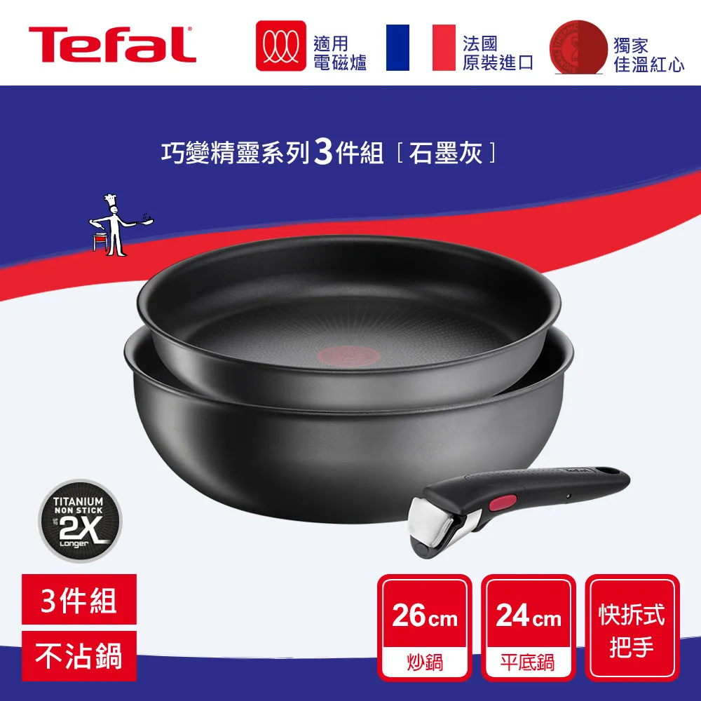 Tefal特福 巧變精靈IH系列4件組(深邃黑) 1組【家樂福】 歷史價格詳細信息