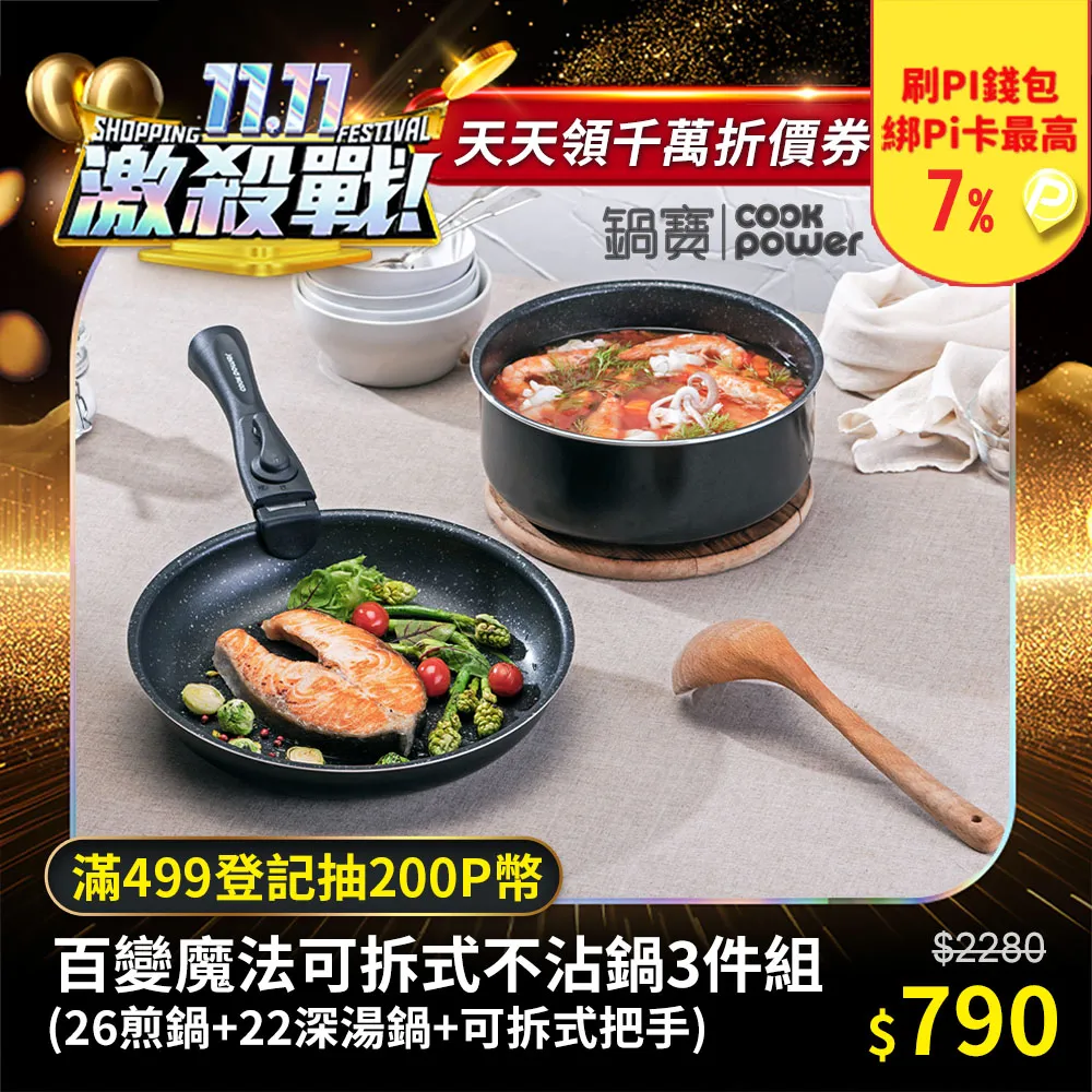 CookPower 鍋寶 百變魔法可拆式不沾鍋5件組 FN-521 現貨 廠商直送 歷史價格詳細信息