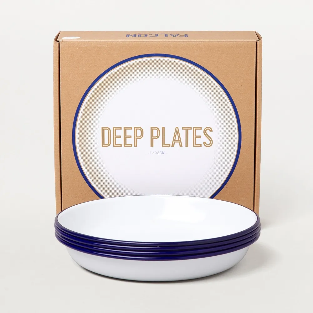 Falcon 琺瑯方形烤盤 20cm 4件組 深盤 方盤 餐盤 藍白 歷史價格詳細信息