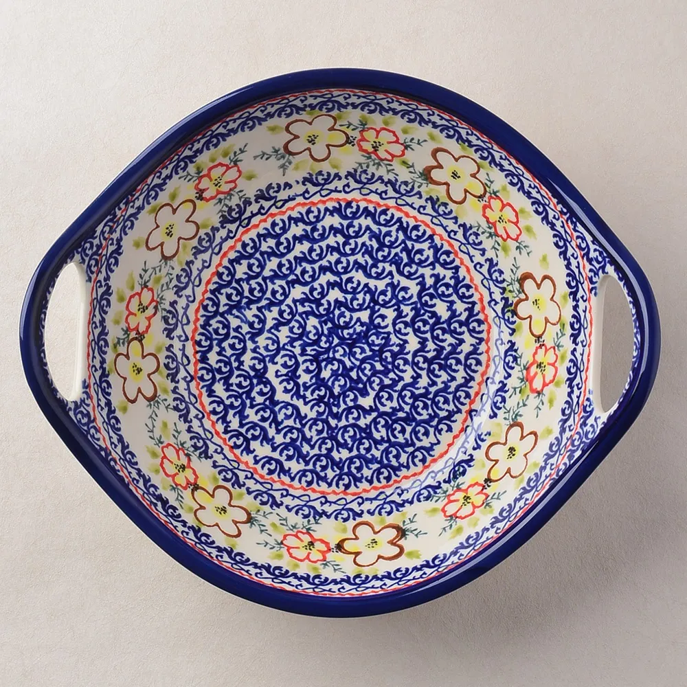 波蘭陶 玫瑰花圈系列 方形深餐盤 20cm 波蘭手工製 歷史價格詳細信息