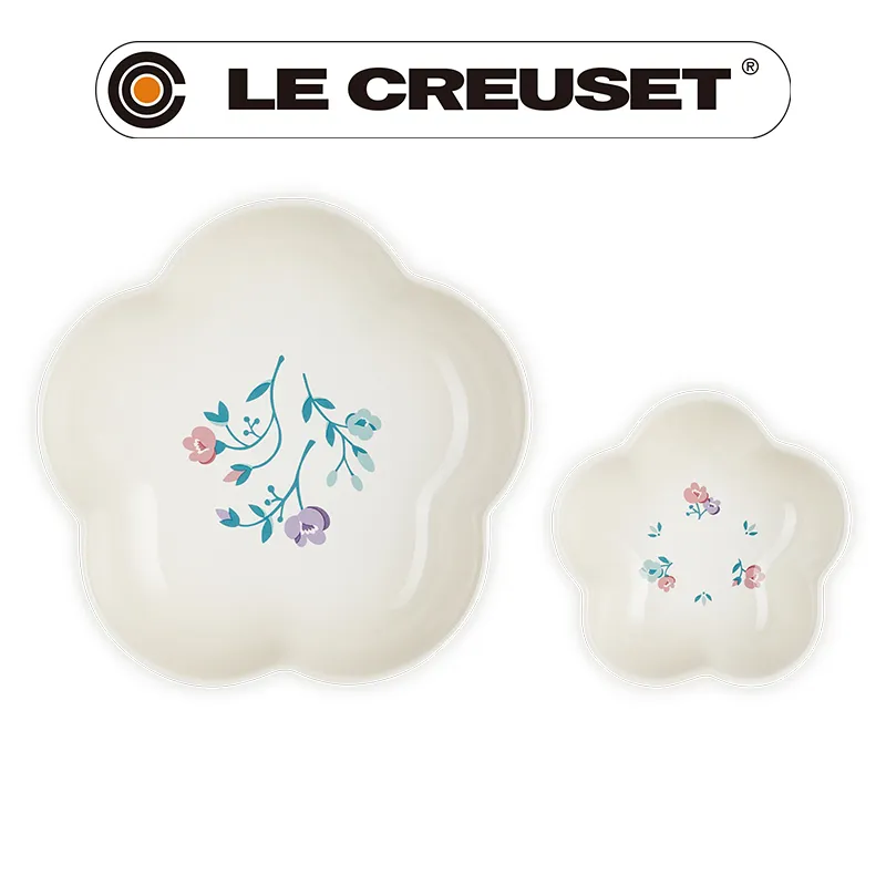 LE CREUSET-瓷器花型盤 (中) 5入 (貝殼粉/淡粉紫/湖水綠/蛋白霜/燧石灰) 歷史價格詳細信息