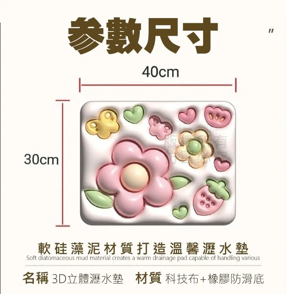 3D視覺硅藻泥吸水地墊(1入) 款式可選【小三美日】DS015357 歷史價格詳細信息