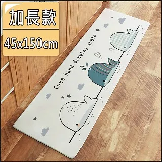 【半島良品】手繪鯨魚/頂級防油防滑皮革地墊_45x150cm(廚房 門口 止滑 防水 紓壓回彈 腳踏墊) 歷史價格詳細信息