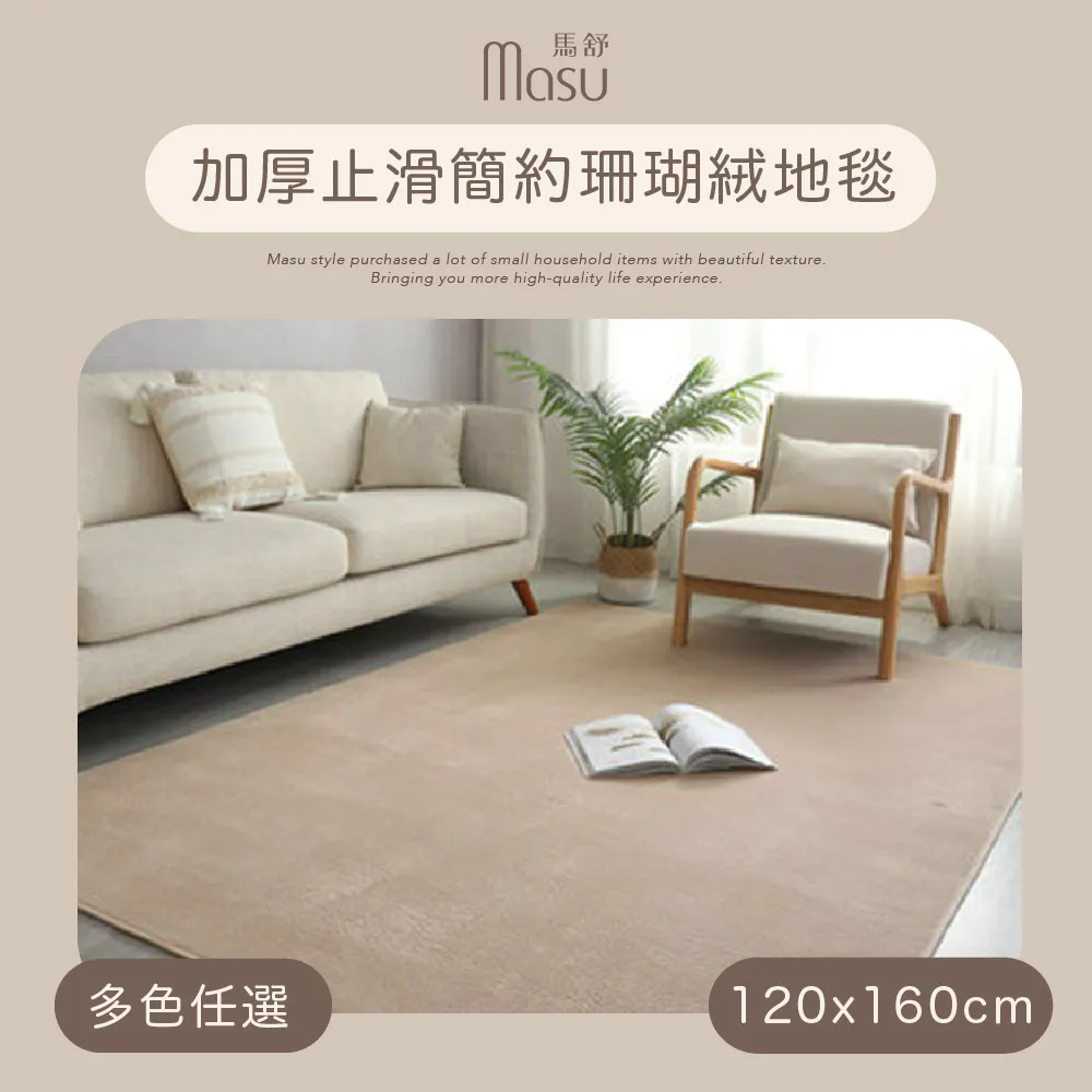 【MASU馬舒】加厚止滑簡約珊瑚絨地毯 40x60cm 多色任選 歷史價格詳細信息