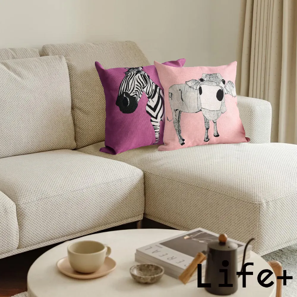 動物家族 棉麻舒適方型抱枕.靠枕(藍綠小黃狗) 歷史價格詳細信息