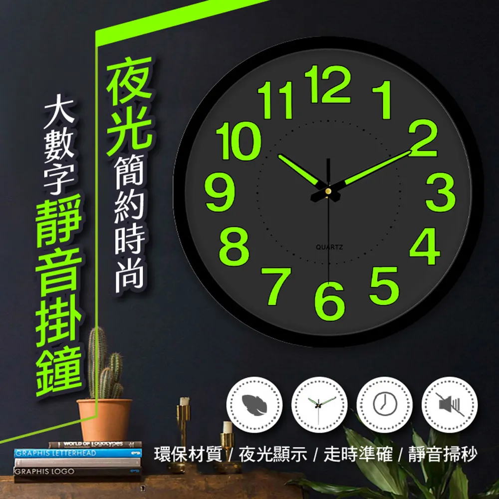 夜光簡約時尚大數字靜音掛鐘 價格比較,價格查詢,歷史價格詳細信息
