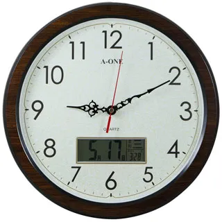 A-ONE時鐘 15吋大時鐘 經典標準型LCD雙顯 核木紋邊框 同時顯示時間/月/日/農曆 辦公室客廳店面TG-0228 歷史價格詳細信息