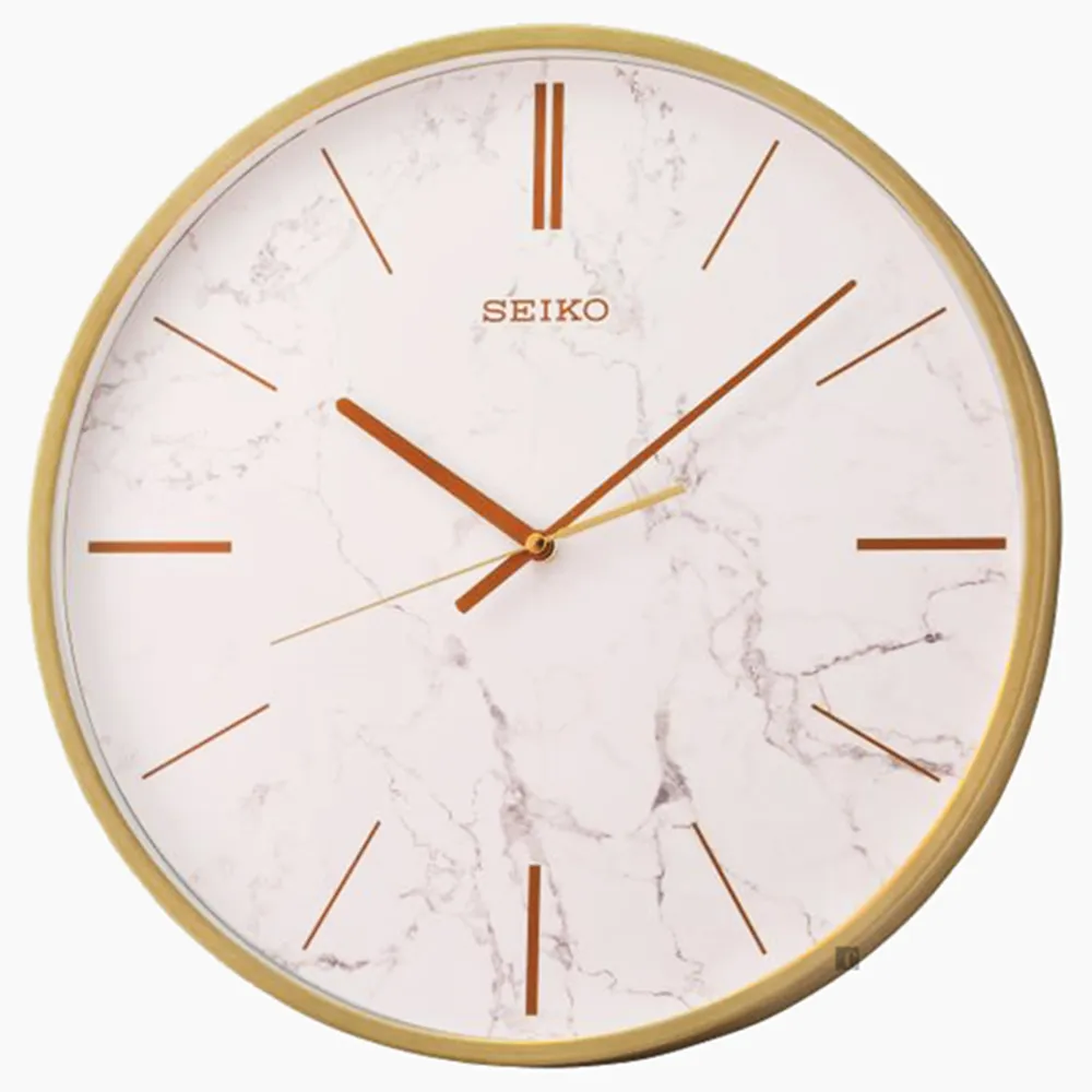 SEIKO 精工 / 40cm 大尺寸 數字刻度 滑動式秒針 靜音掛鐘 - 米白x金框 ＃QXA041A 歷史價格詳細信息