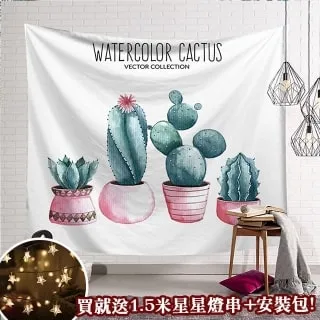 半島良品 贈星星燈-佈置裝飾掛布掛毯牆面布背景布-粉色仙人掌 歷史價格詳細信息