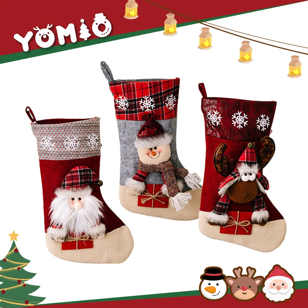 45公分聖誕紅格子亞麻拼布可愛聖誕襪(飯店賣場家裡佈置) 歷史價格詳細信息