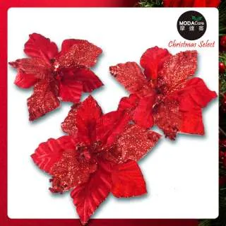 摩達客 花藝★20cm大聖誕花材擺飾插飾*3朵入(浪漫紅色系)★插花居家藝術 價格比較,價格查詢,歷史價格詳細信息