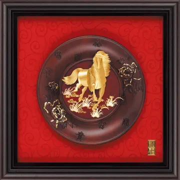 雅鑑鑫品金箔畫圓盤系列(大)【馬到成功】...28x28cm 歷史價格詳細信息