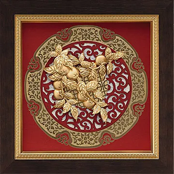 金箔畫 純金 圓形窗花系列 金龍【祥龍獻瑞】...21x21cm 歷史價格詳細信息