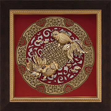 金箔畫 純金 圓形窗花系列 金龍【祥龍獻瑞】...21x21cm 歷史價格詳細信息