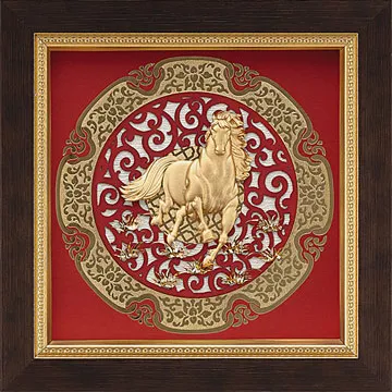 金箔畫 純金 圓形窗花系列 金龍【祥龍獻瑞】...21x21cm 歷史價格詳細信息