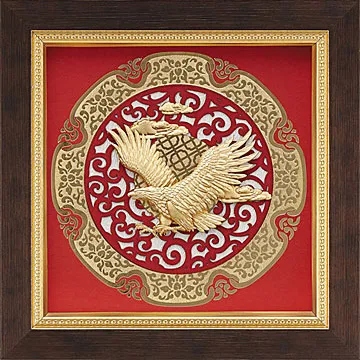 金箔畫 純金 圓形窗花系列 金龍【祥龍獻瑞】...21x21cm 歷史價格詳細信息