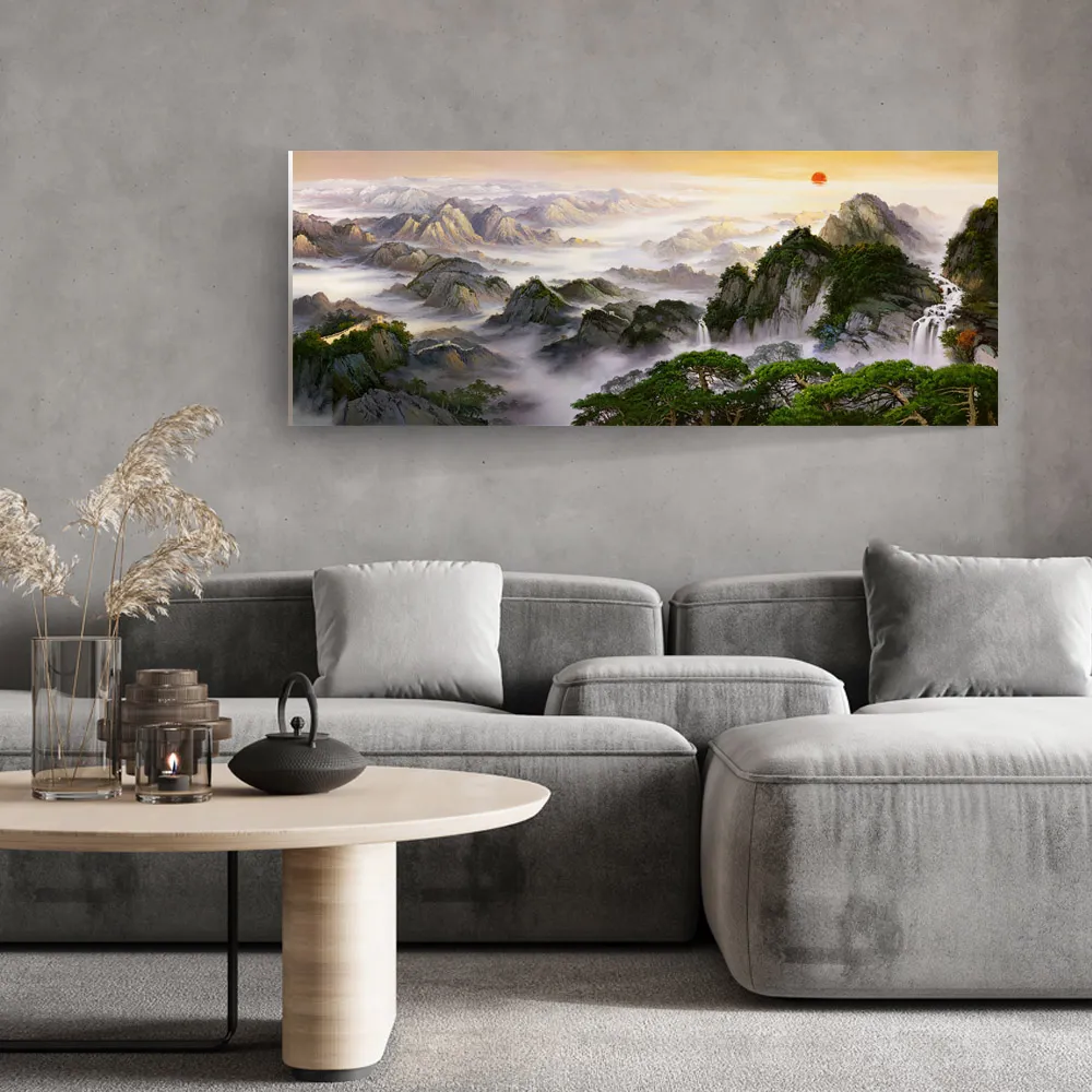 【御畫房】黃山雲海 國家一級畫師手繪油畫60×120cm(VF-137) 歷史價格詳細信息