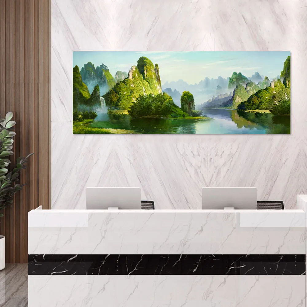 【御畫房】桂林山水 國家一級畫師手繪油畫60×120cm(VF-42) 歷史價格詳細信息