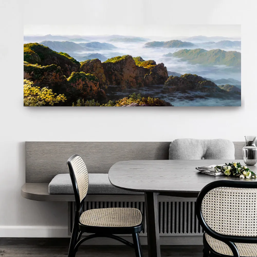 【御畫房】黃山雲海 國家一級畫師手繪油畫60×120cm(VF-137) 歷史價格詳細信息