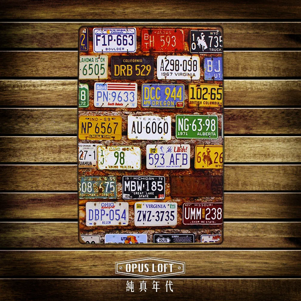 OPUS LOFT純真年代 20X30仿舊鐵皮畫 創意無痕壁貼 掛畫壁畫擺飾裝飾貼 TP1133 US66重機 歷史價格詳細信息