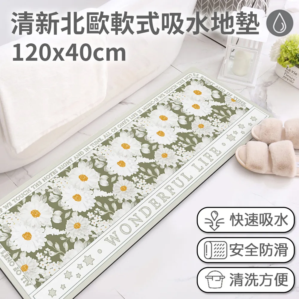 【半島良品】120cm吸水防滑奈米絨軟式仿珪藻土地墊-灰藍花磚 歷史價格詳細信息