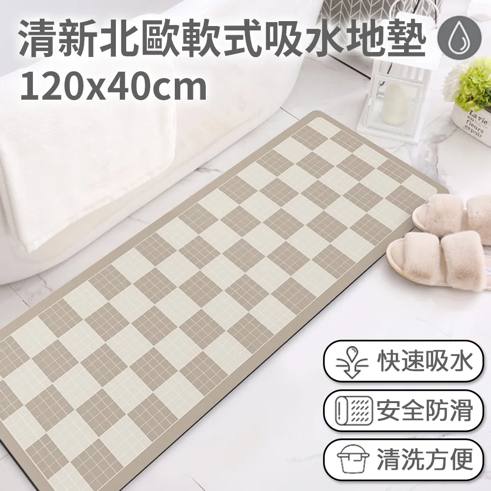【半島良品】120cm吸水防滑奈米絨軟式仿珪藻土地墊-灰藍花磚 歷史價格詳細信息