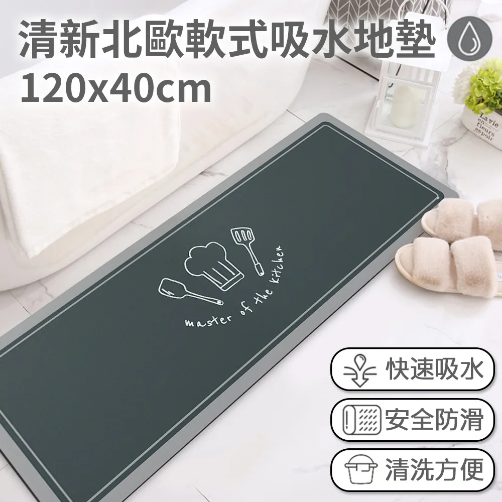 【半島良品】120cm吸水防滑奈米絨軟式仿珪藻土地墊-灰藍花磚 歷史價格詳細信息