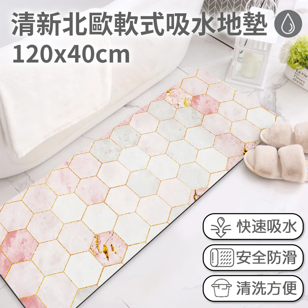 【半島良品】120cm吸水防滑奈米絨軟式仿珪藻土地墊-灰藍花磚 歷史價格詳細信息