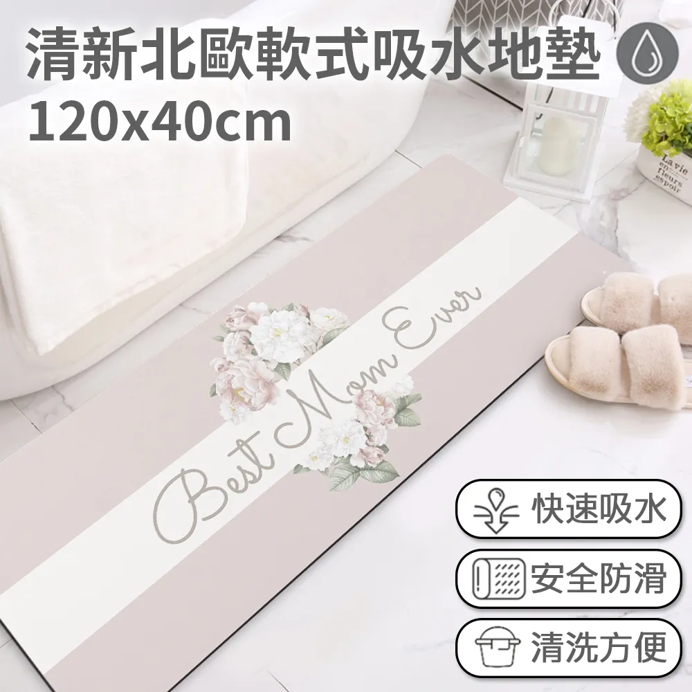 【半島良品】120cm吸水防滑奈米絨軟式仿珪藻土地墊-灰藍花磚 歷史價格詳細信息