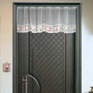 【Lassley蕾絲妮】門簾紗-方格花135X32cm-三色可選(藍/橘/綠) 歷史價格詳細信息