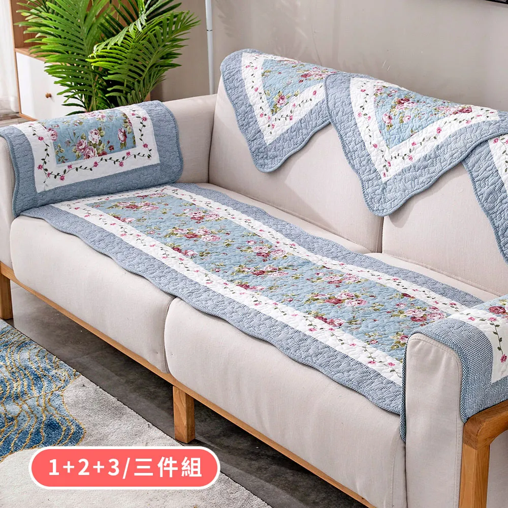 【新作部屋】純棉拼布薔薇防滑沙發墊/三人坐墊/B-4325/4326-3 歷史價格詳細信息